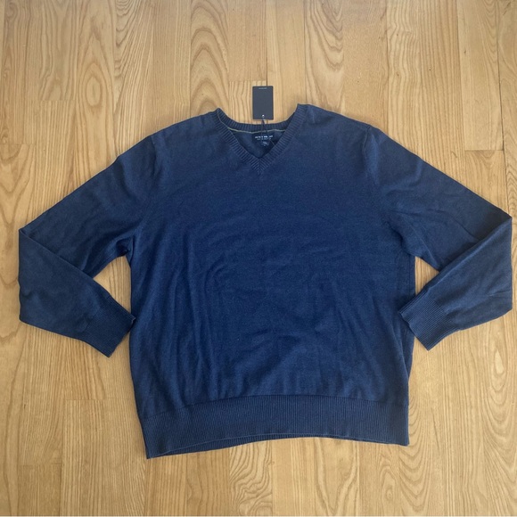 Peter Millar Navy Blue V Neck Sweater Cotton Golf Performance Holiday Work 2XL - Picture 2 of 10